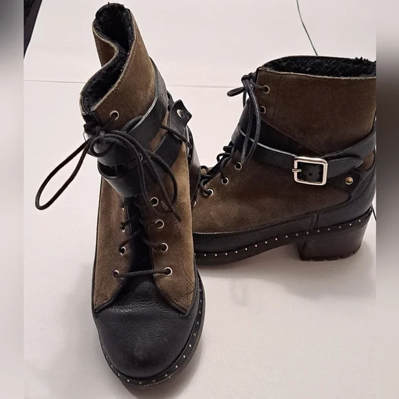 UGG Collection Sassari Suede/Leather Combat Boots/Booties Size 6M - Picture 8 of 10